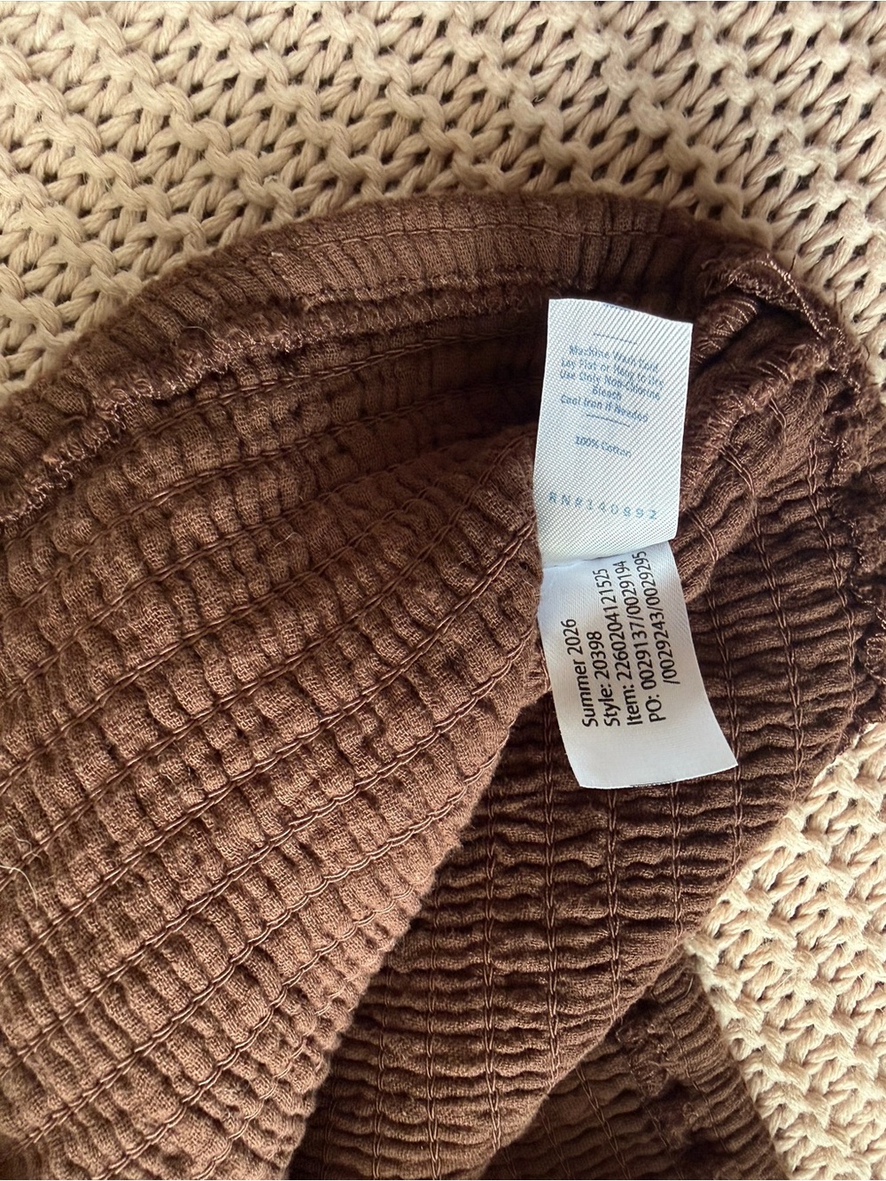 Marine Layer Cotton Gauze 2 Piece Set Brown Pants & Smocked Top XS/M - Picture 6 of 6